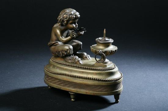PAIR FRENCH BRONZE FIGURES OF YOUNG