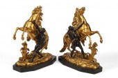 PAIR FRENCH BRONZE MARLY HORSE