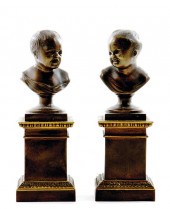 Pair French bronze miniature b