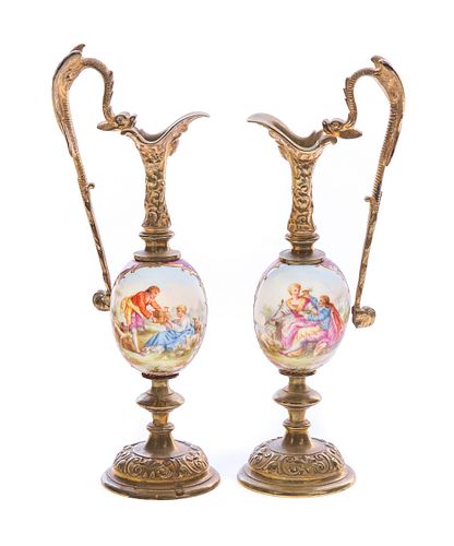 PAIR FRENCH BRONZE PORCELAIN