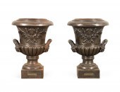 PAIR FRENCH BRONZED CAST IRON