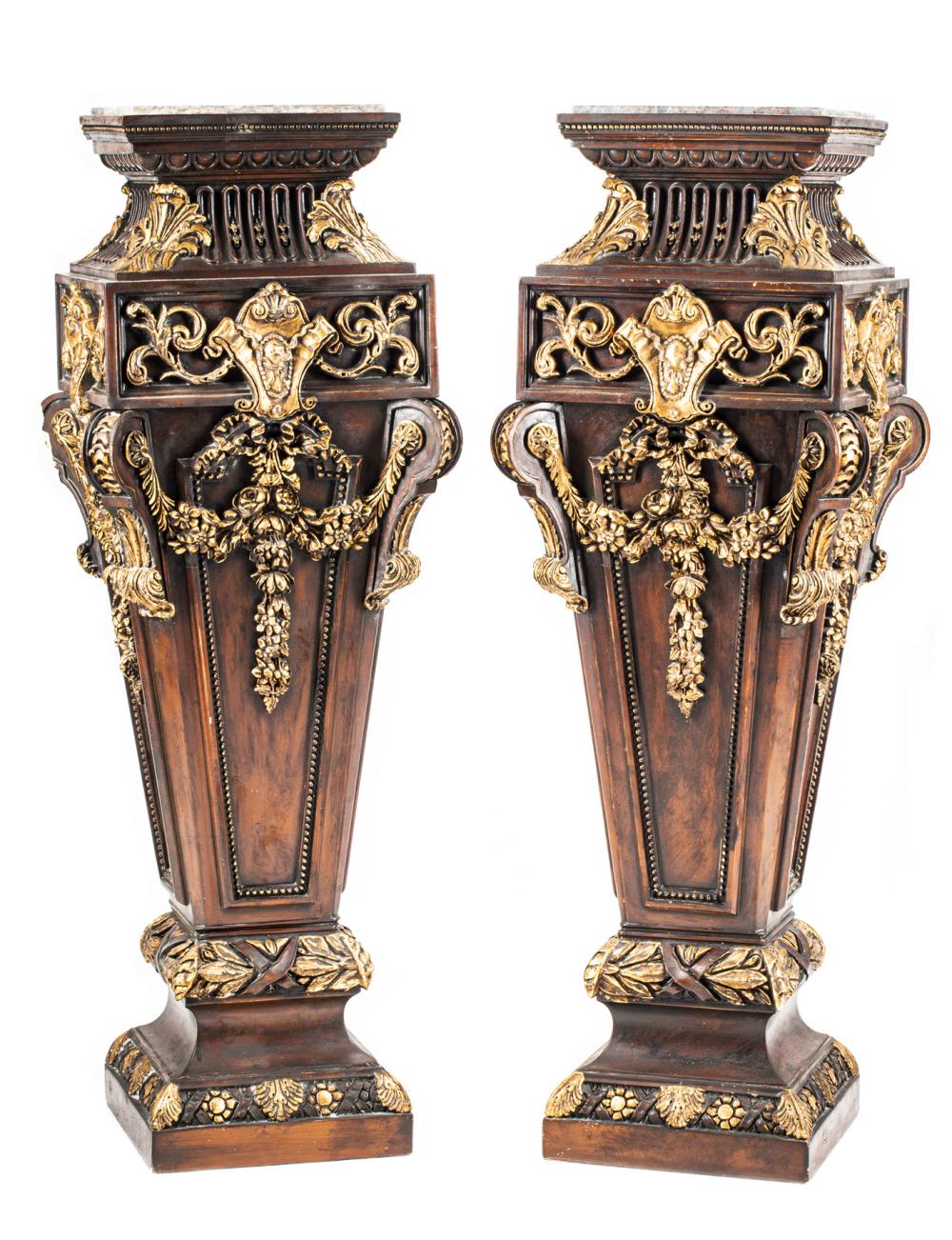 PAIR FRENCH CARVED AND PARCEL
