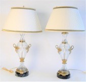 PAIR FRENCH CRYSTAL AND BRONZE
