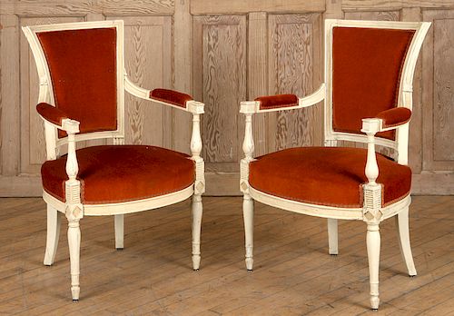 PAIR FRENCH DIRECTOIRE ARM CHAIRS