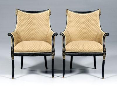 Pair French ebonized berg&egrave;re