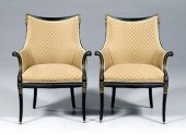 Pair French ebonized berg&egra