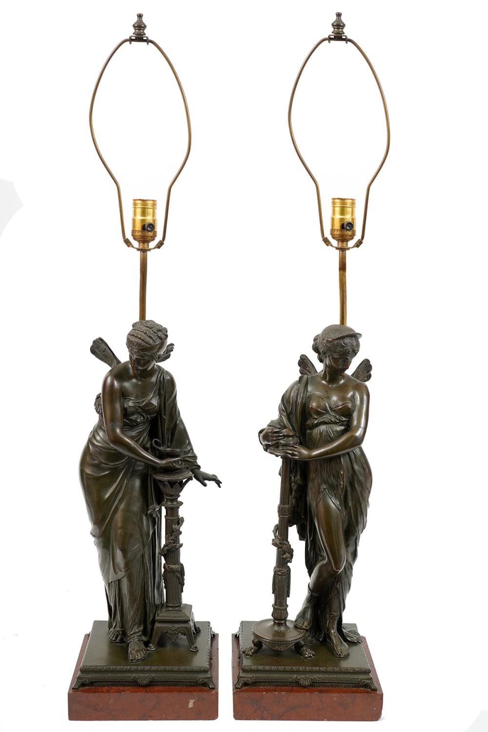 PAIR FRENCH EMPIRE BRONZE LAMPSPair
