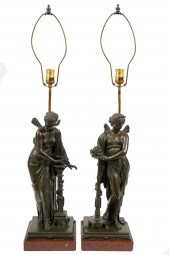 PAIR FRENCH EMPIRE BRONZE LAMP