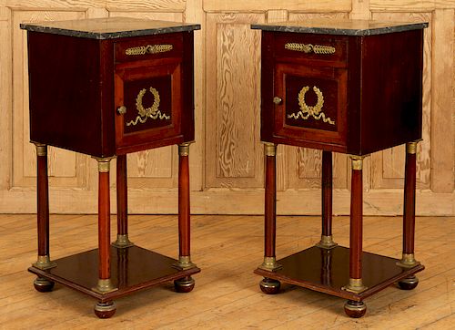 PAIR FRENCH EMPIRE STYLE MARBLE TOP