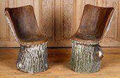PAIR FRENCH FAUX BOIS CAST STO