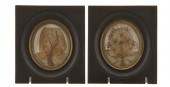 Pair French framed hairwork me