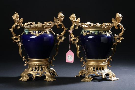 PAIR FRENCH GILT-METAL MOUNTED