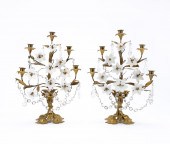 PAIR, FRENCH GILT, MILK GLASS