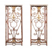 PAIR FRENCH GRANITE TOP IRON P