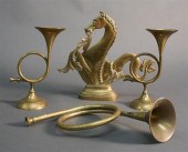 PAIR FRENCH HORN MANTLE ORNAME