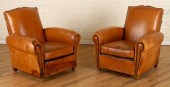 PAIR FRENCH LEATHER CLUB CHAIR