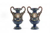 PAIR FRENCH MAJOLICA PALISSY S
