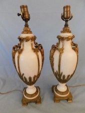 PAIR FRENCH MARBLE & BRONZE LA