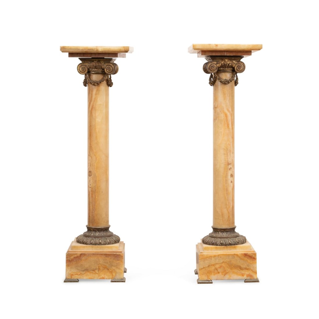 PAIR FRENCH ONYX & BRONZE COLUMN