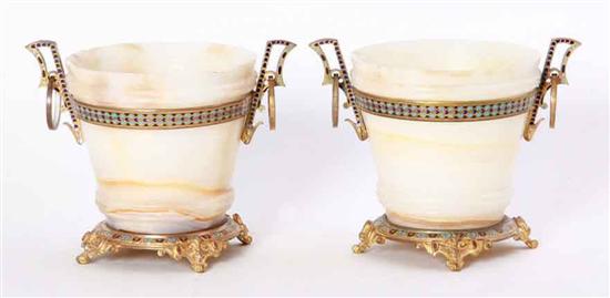 Pair French ormolu-mounted onyx