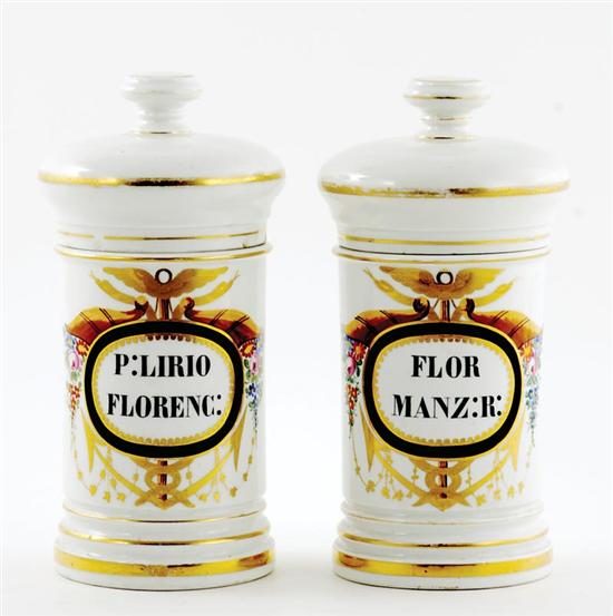 Pair French painted porcelain