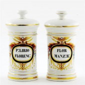 Pair French painted porcelain