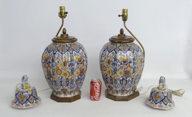 Pair French pottery faience