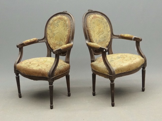 Pair French provincial chairs. 16''