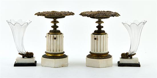 Pair French Rhyton vases and pair