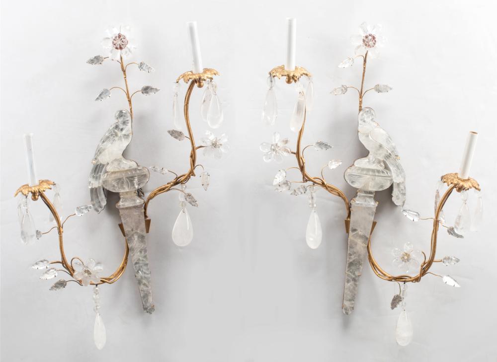PAIR FRENCH ROCK CRYSTAL AND GILT