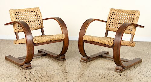 PAIR FRENCH ROPE AND BENTWOOD ARM