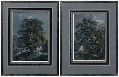 Pair French School gouaches,