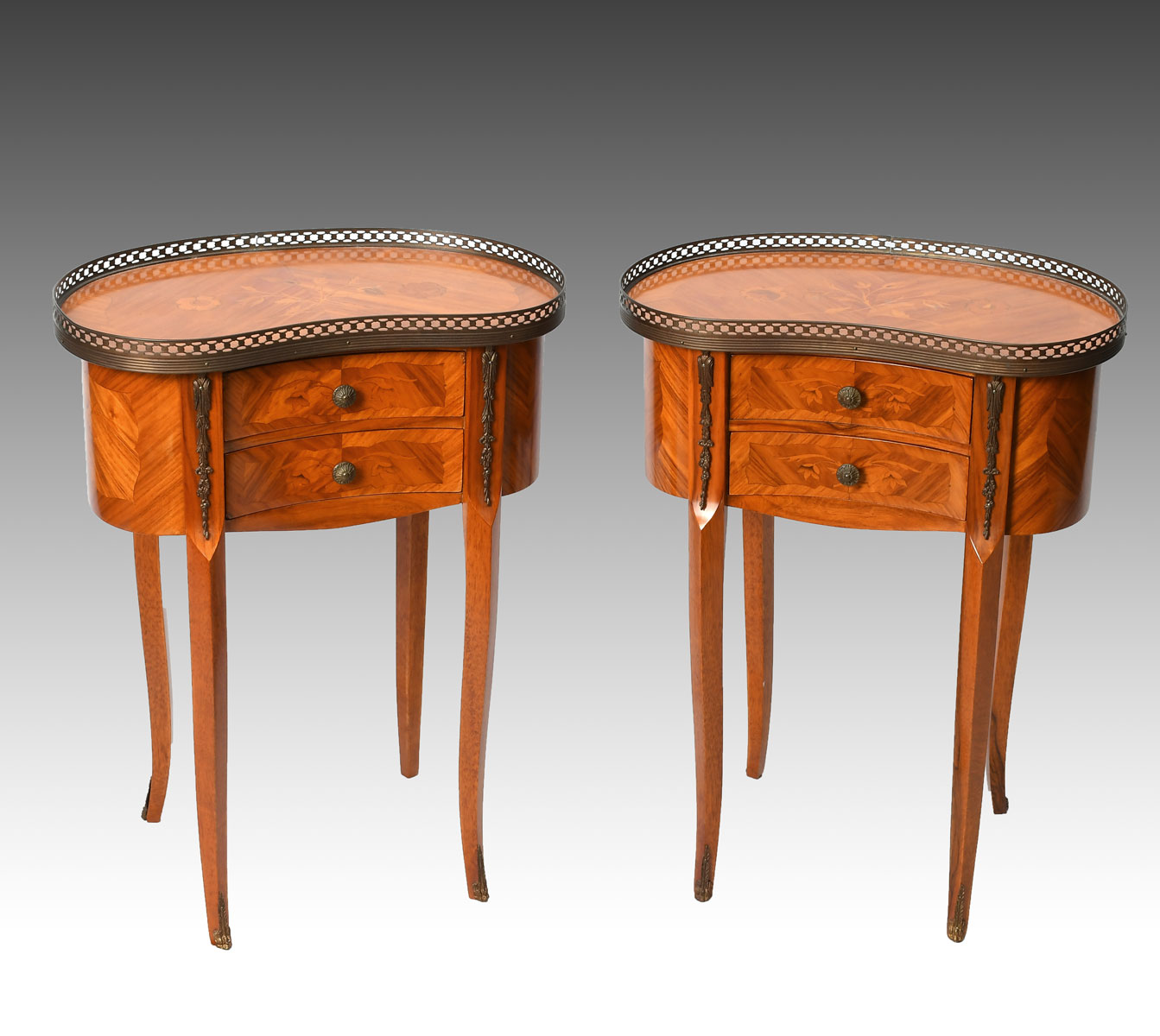 PAIR FRENCH STAINWOOD 2 DRAWER LAMP