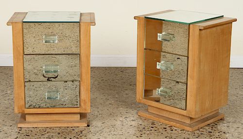 PAIR FRENCH SYCAMORE AND MIRROR