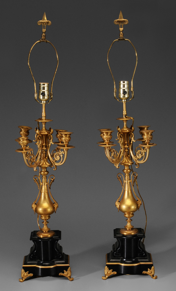 Pair French Victorian Gilt Brass