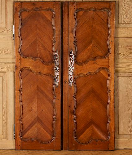PAIR FRENCH WALNUT DOORS DECORATIVE