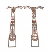 PAIR FRENCH WROUGHT IRON GAZEB