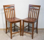 PAIR FRUITWOOD BREAKFAST STOOL