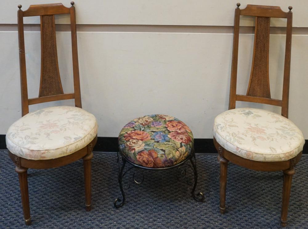 PAIR FRUITWOOD SIDE CHAIRS AND