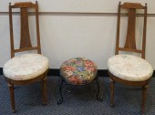 PAIR FRUITWOOD SIDE CHAIRS AND
