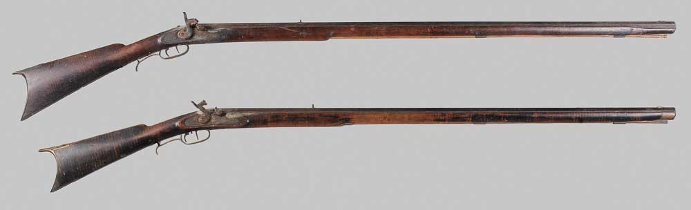 Pair Full-Stock Percussion Rifles