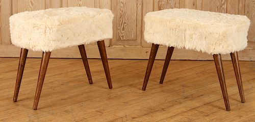 PAIR FUZZY RECTANGULAR STOOLS