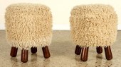 PAIR FUZZY STOOLS MANNER OF JE
