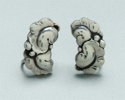 Pair Georg Jensen earrings: leaf