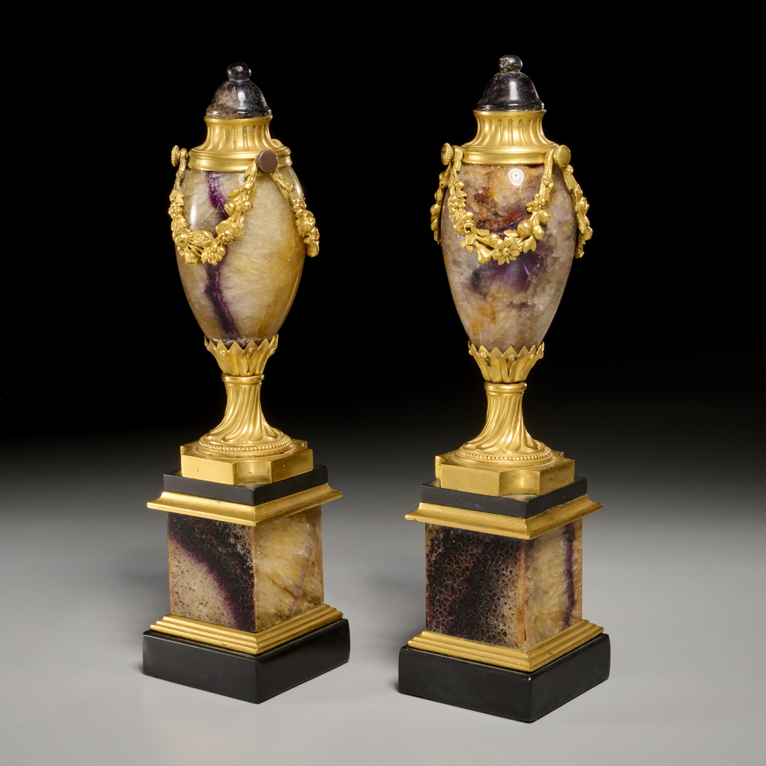 PAIR GEORGE III BRONZE MOUNTED BLUE