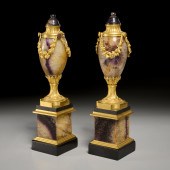 PAIR GEORGE III BRONZE MOUNTED