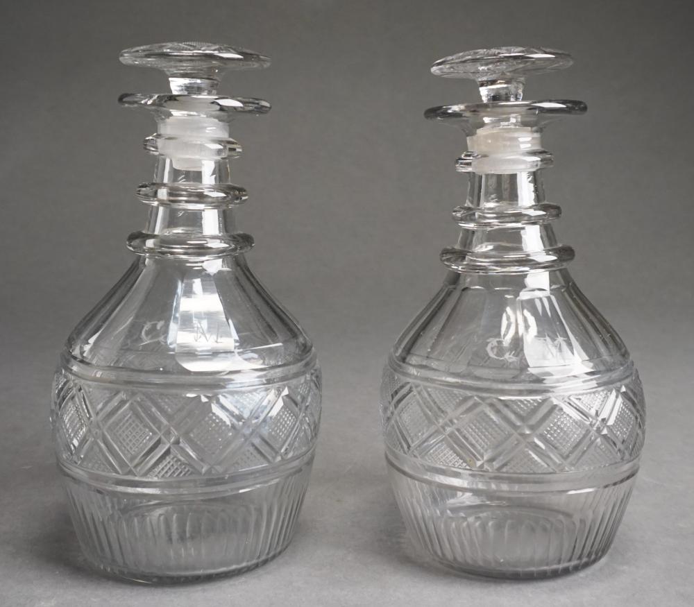 PAIR GEORGE III CUT CRYSTAL