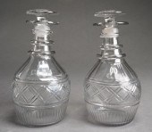 PAIR GEORGE III CUT CRYSTAL DE