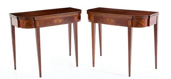 Pair George III inlaid mahogany