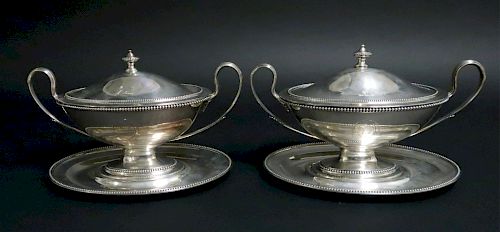 PAIR GEORGE III SILVER COVERED